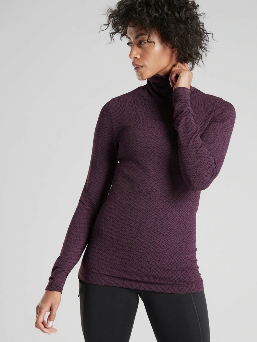 Athleta Flurry Peak Plum Textured Turtleneck